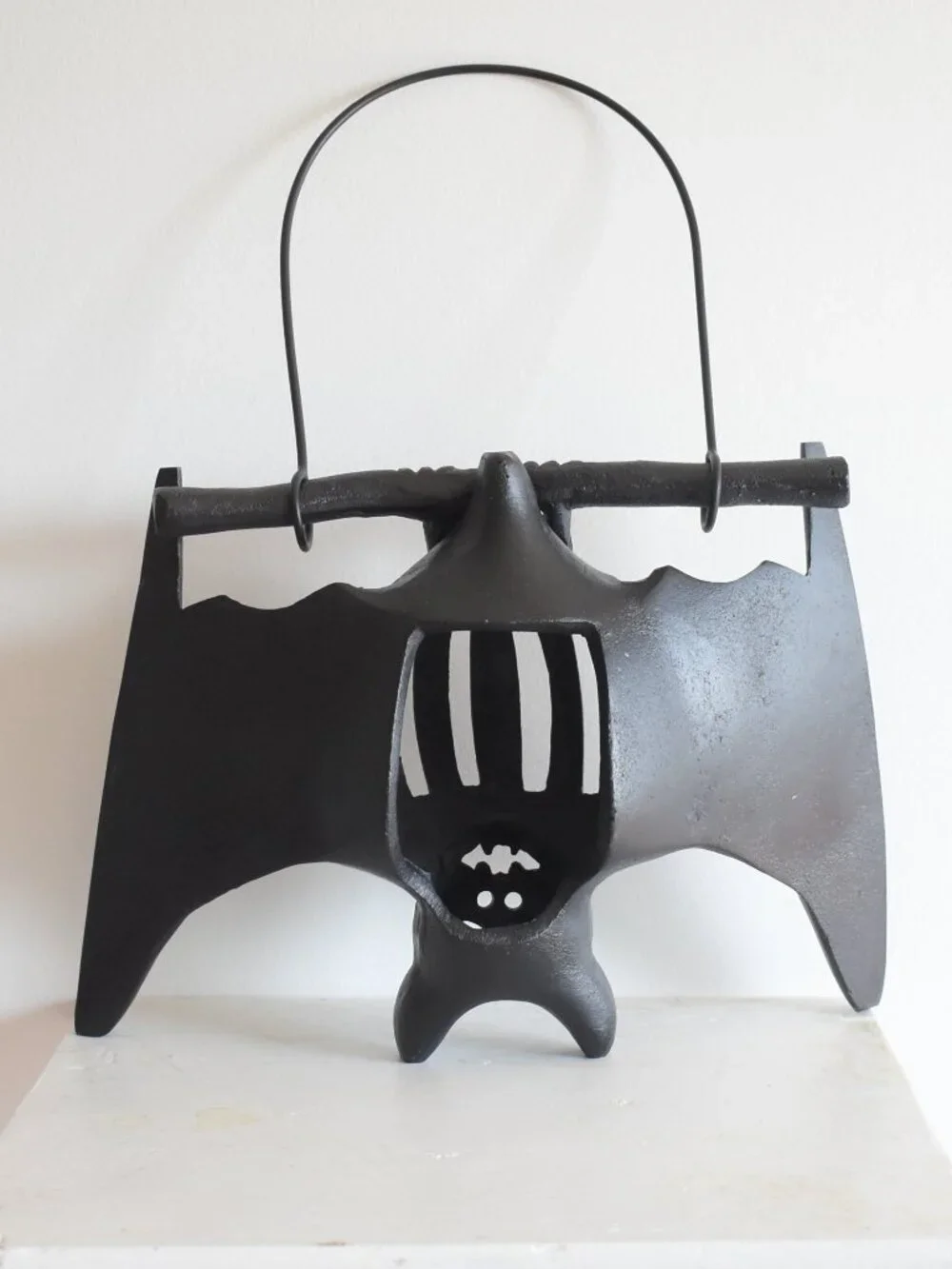 Pottery Barn RARE Vintage Gothic Cast Iron Bat Candle Holder Halloween Decor HTF